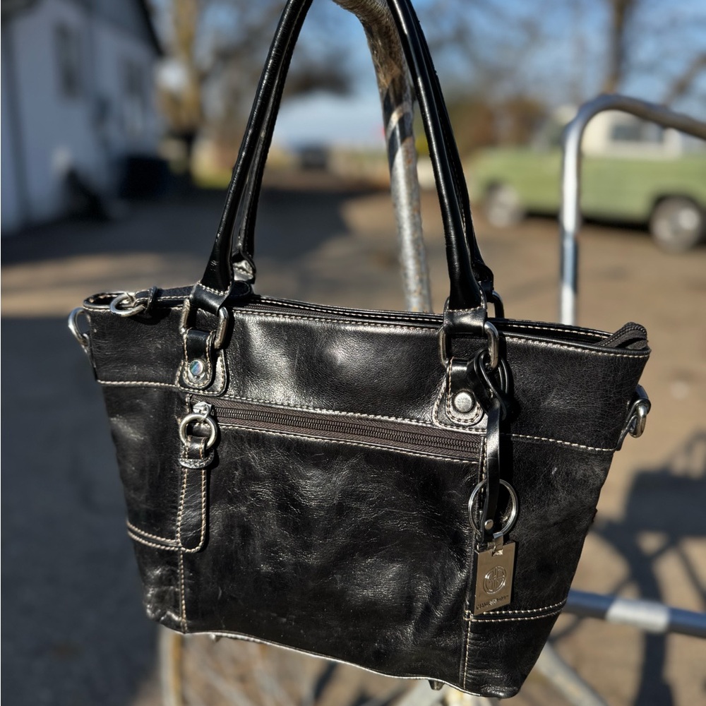Elegant Black Leather Tote Bag